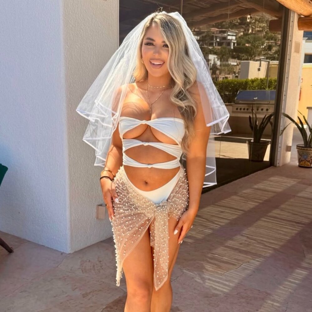 Sheer Pearl Sarong White Cutout One-Piece Swimsuit